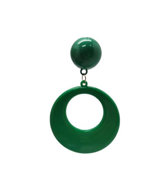 Plastic Flamenco Earrings. Medium Hoop. Green
